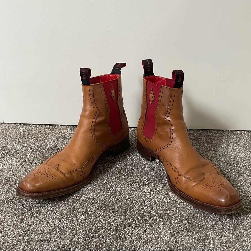Jeffrey West Tan Chelsea Western Boots Size 9.5